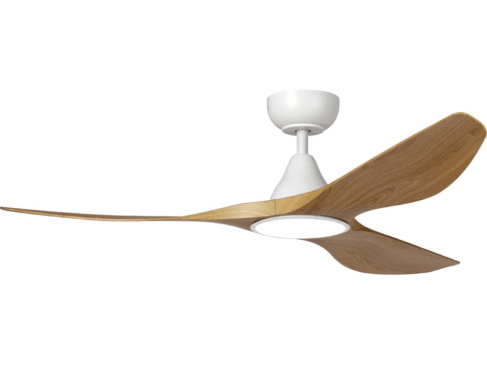 Surfline 52-Inch 3-Blade Damp Rated Ceiling Fan with LED Light in Matte White