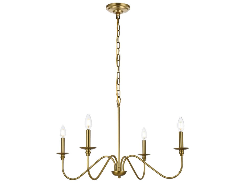 Rohan 4-Light Candelabra Chandelier in Satin Gold