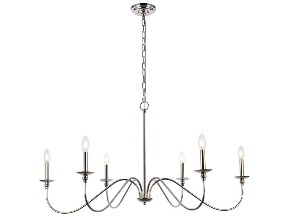 Rohan 6-Light Candelabra Chandelier in Polished Nickel