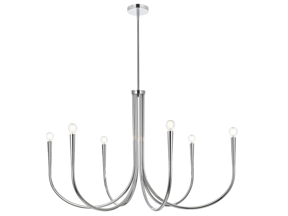 Layne 6-Light Chrome Chandelier with Tubular Arms