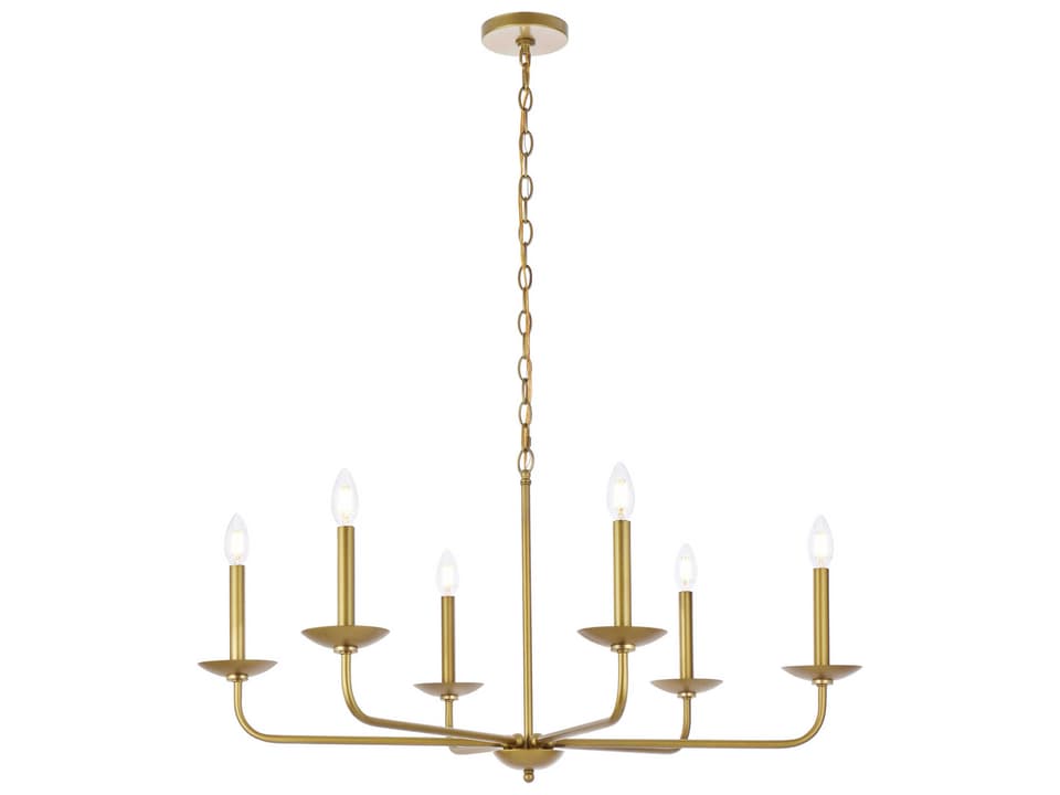 Cohen 6-Light Mid-Century Modern Pendant Light in Brass