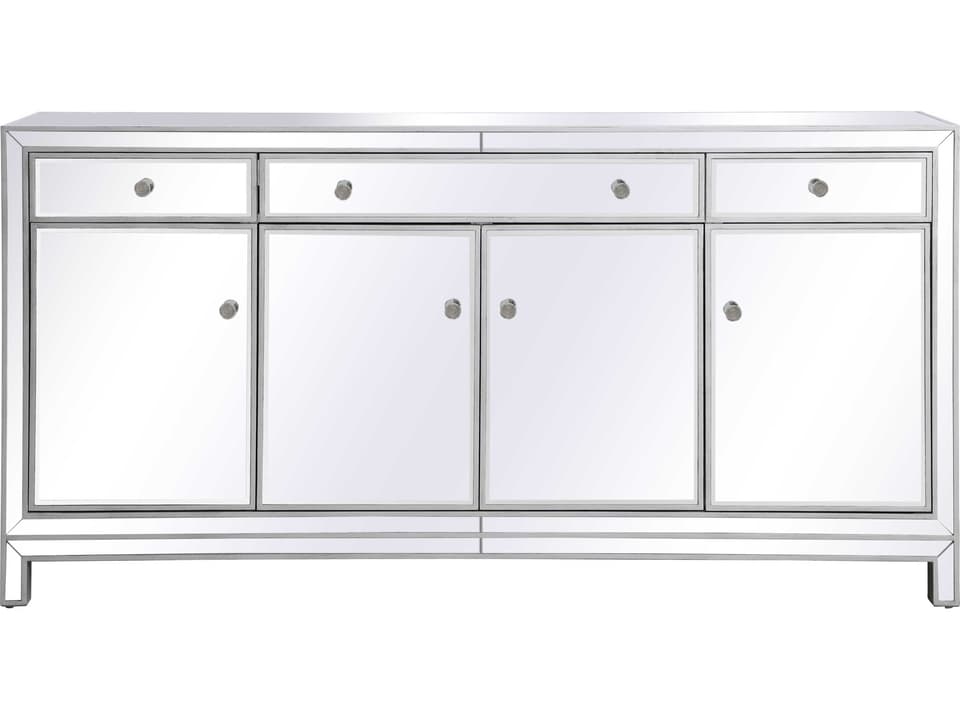Reflexion 72-Inch Mirrored Credenza Sideboard in Antique Silver
