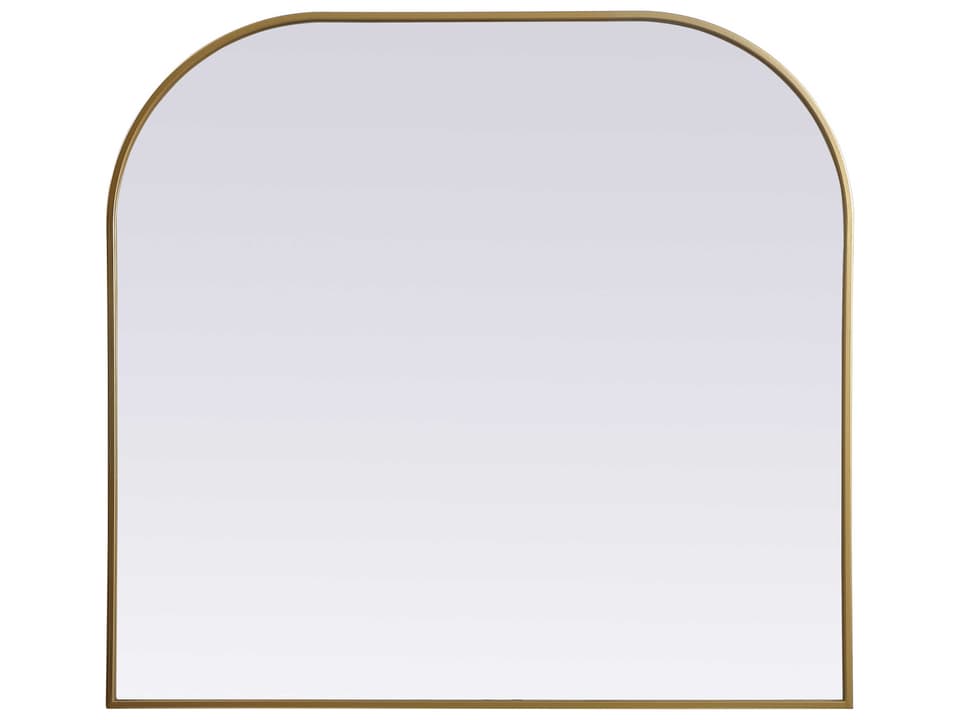Blaire Modern Arched Wall Mirror in Brass 40 x 38 Inch