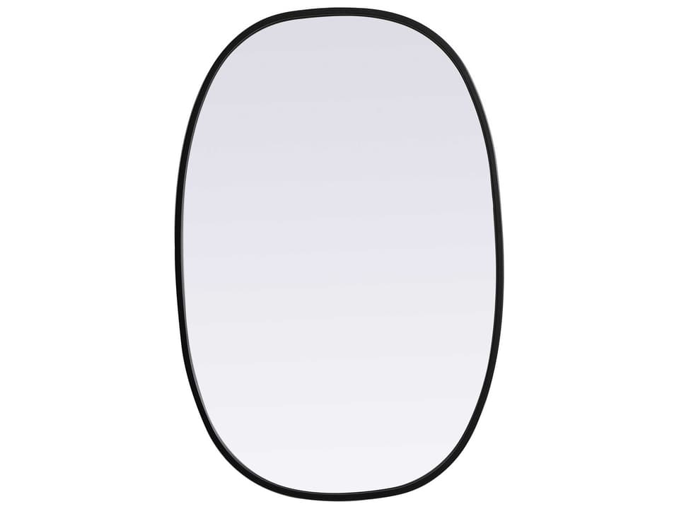 Brynn 20x30 Inch Metal Frame Oval Mirror in Black