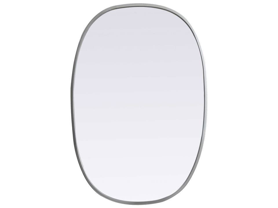 Brynn Oval Wall Mirror 20x30 Inch Silver Modern
