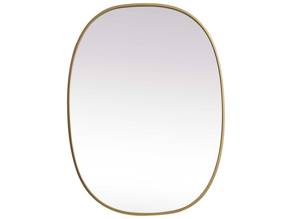 Brynn Wall Mirror with Rounded Corners in Brass Finish
