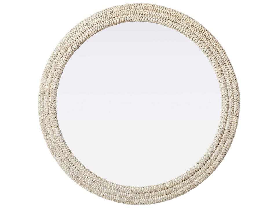 Marlowe Round Wall Mirror in Linen White