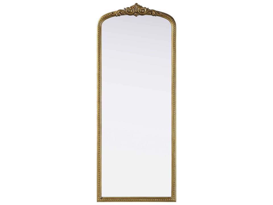 Naomi 60-Inch Arched Floor Mirror in Distressed Antique Brass