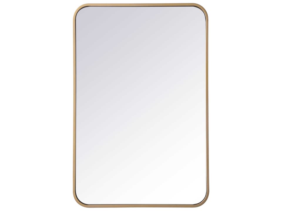 Evermore Soft Corner Rectangular Mirror in Brass
