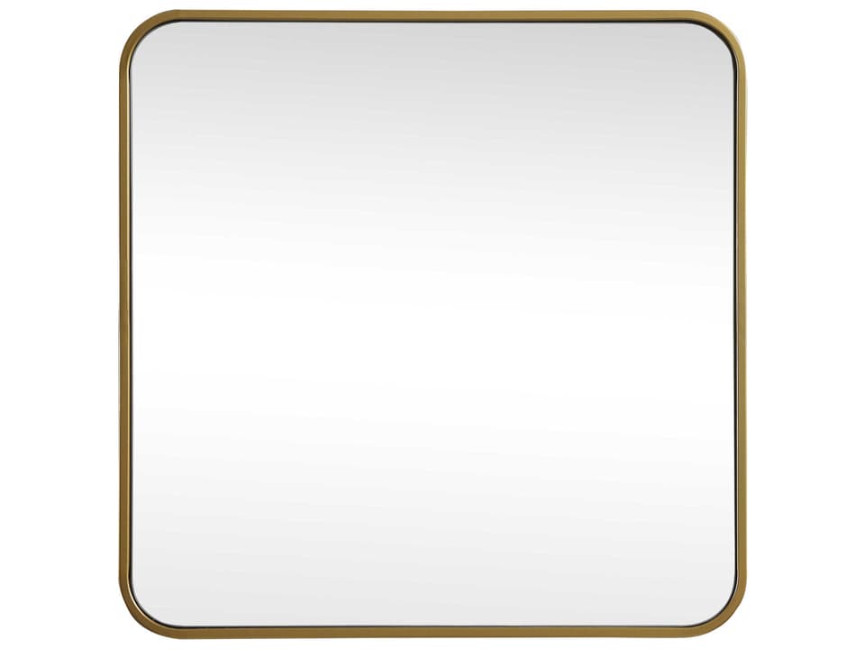 Evermore Square Wall Mirror in Brass