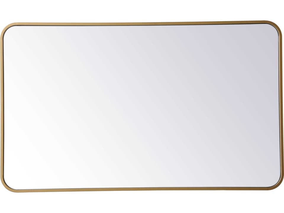 Evermore Soft Corner Rectangle Wall Mirror in Brass