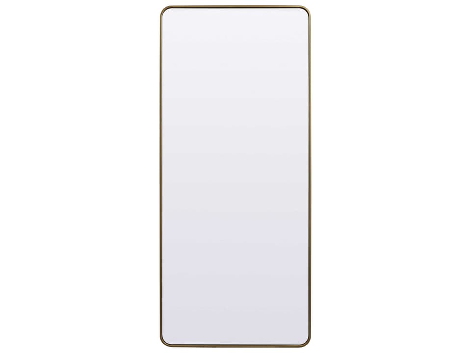 Evermore Brass Rectangular Floor Mirror with Soft Corners