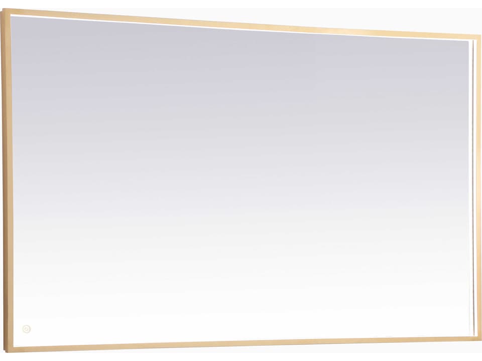 Pier Rectangle LED Wall Mirror in Brass Finish