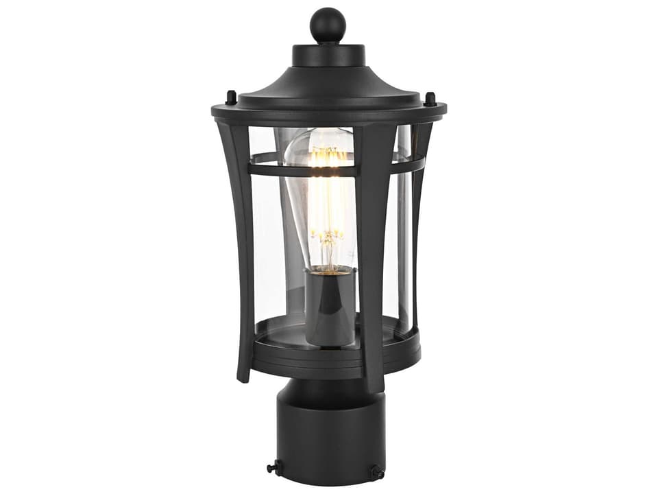 Artemis 1-Light Outdoor Post Light in Black with Clear Glass