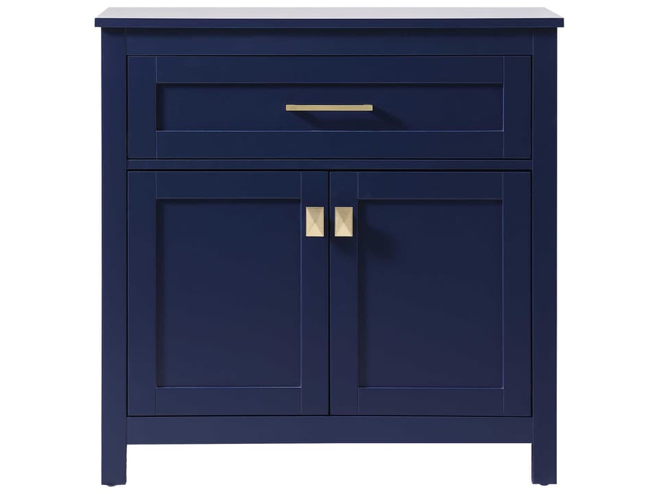 Adian Blue Bathroom Storage Freestanding Cabinet with Soft-Closing Drawer