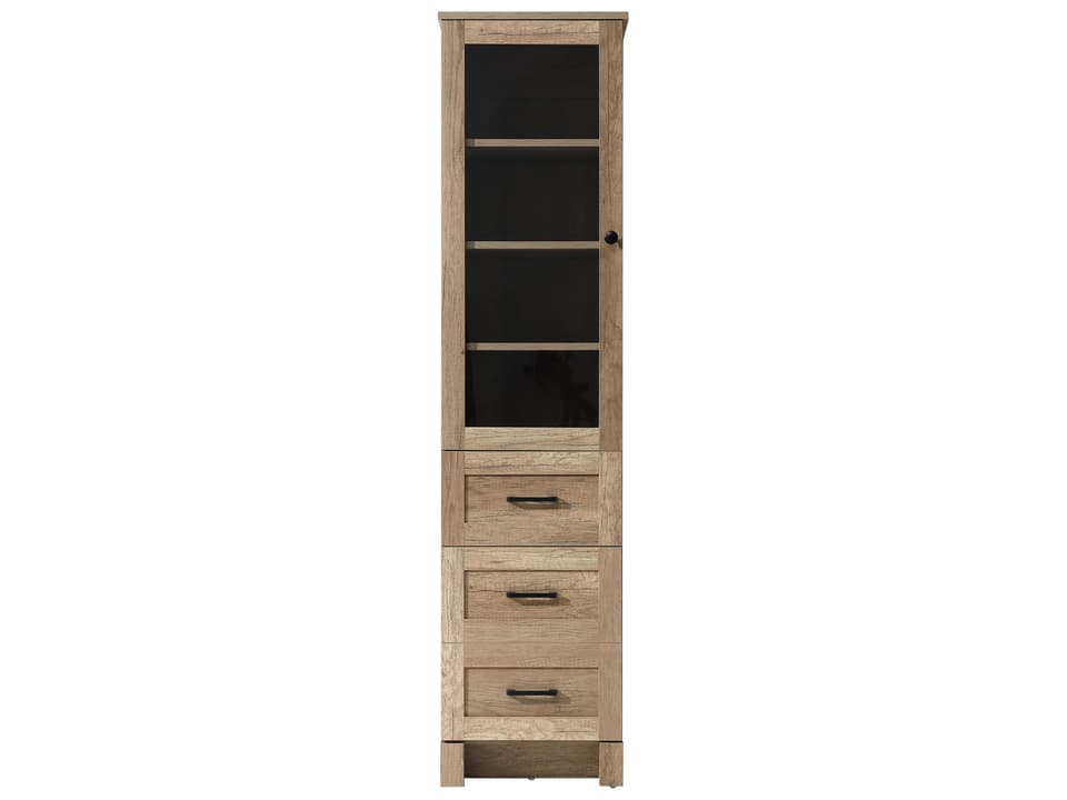 Soma Natural Oak Brown Bath Storage Glass Cabinet