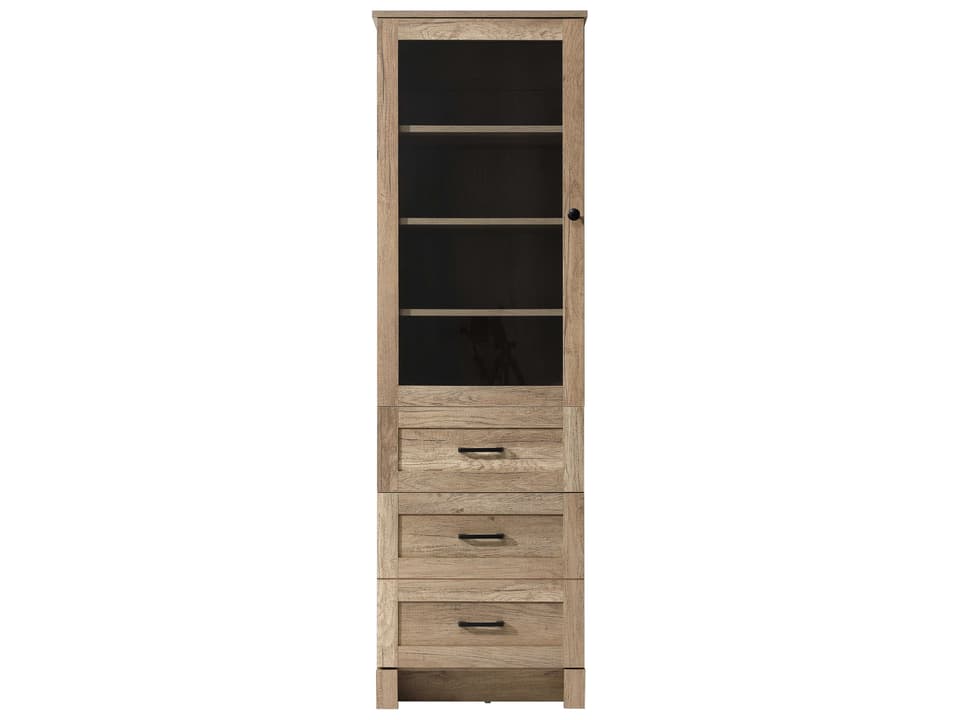 Soma 20 Inch Bath Storage Glass Cabinet Natural Oak