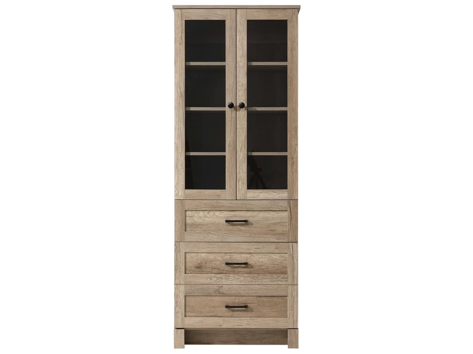 Soma Natural Oak Brown Bath Storage Glass Cabinet