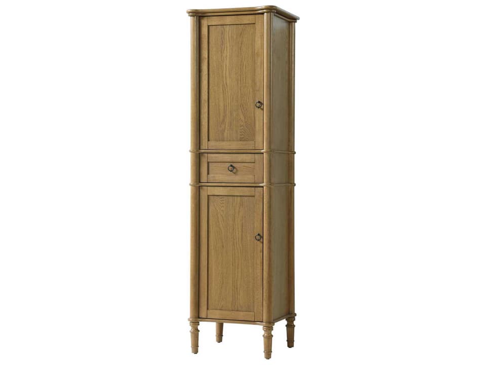 Issac Honey Teak Natural Rubberwood Bath Storage Cabinet