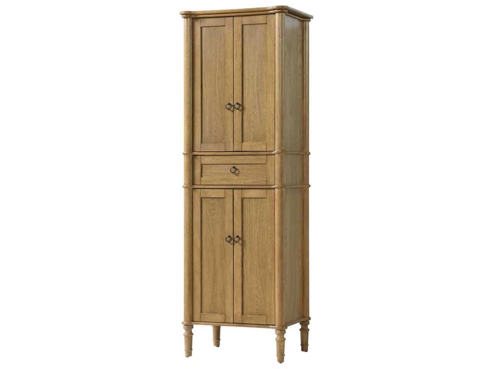 Issac Honey Teak Natural Rubberwood Bath Storage Cabinet