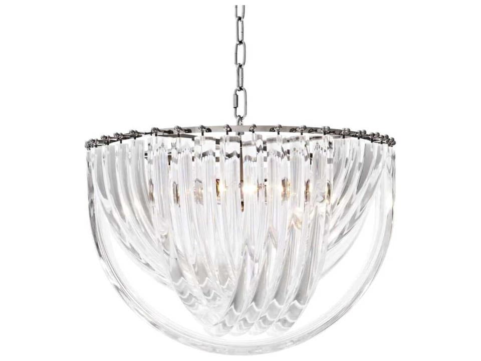 Murano 4-Light Chandelier in Nickel with Clear Acrylic Drops