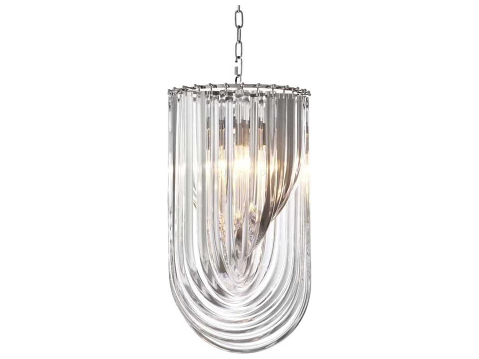 4-Light Murano Chandelier in Nickel with Clear Acrylic