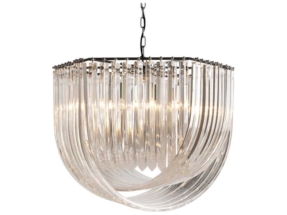6-Light Hyères Chandelier in Clear Acrylic and Polished Nickel