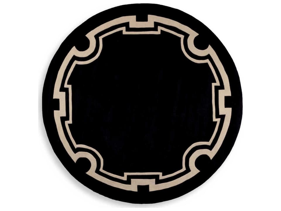 Palazzo Round 110 Inch Black Off-White New Zealand Wool Rug