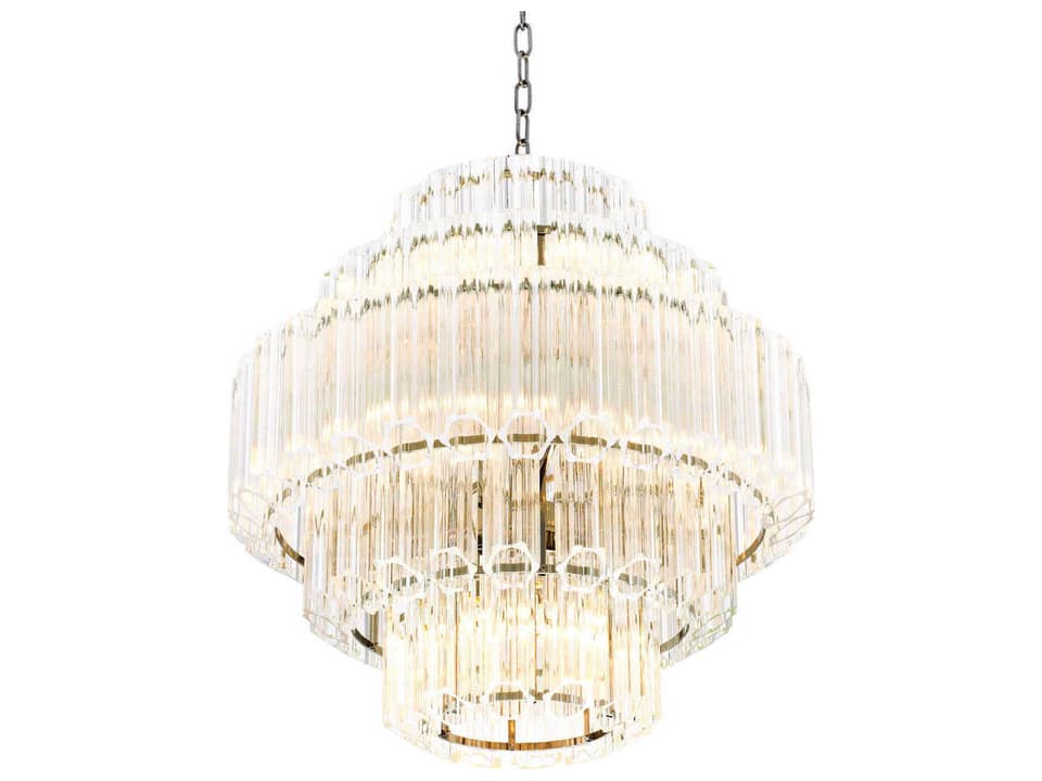9-Light Vittoria S Chandelier in Nickel with Clear Glass