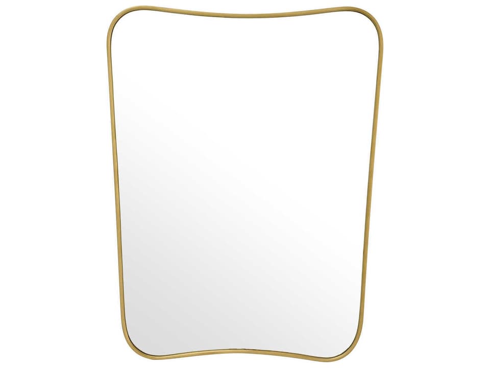 Vivienne S Mid-Century Modern Wall Mirror in Brushed Brass