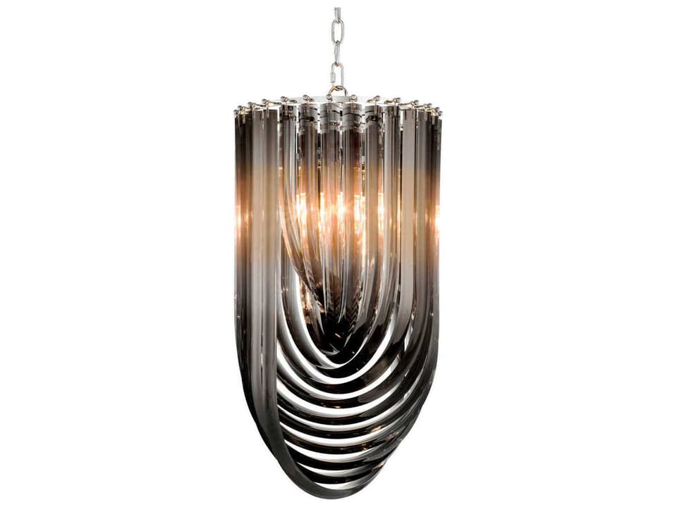 4-Light Murano Chandelier with Smoke Acrylic Drops and Nickel Finish