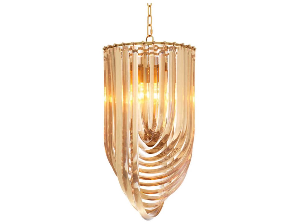 Murano Chandelier in Antique Brass and Champagne Acrylic