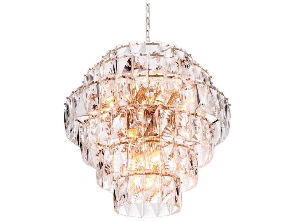 26-Light Amazone Crystal Glass Chandelier in Nickel
