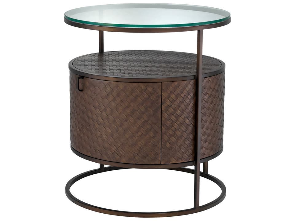 Napa Valley Nightstand Woven Oak Veneer Bronze Finish