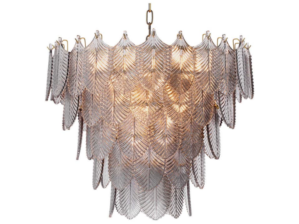 Verbier 10-Light Chandelier in Light Brushed Brass and Smoke Glass