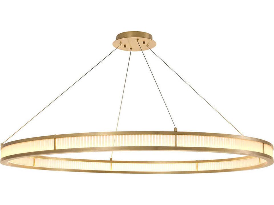 Damien XL 1-Light LED Chandelier in Antique Brass with Frosted Glass