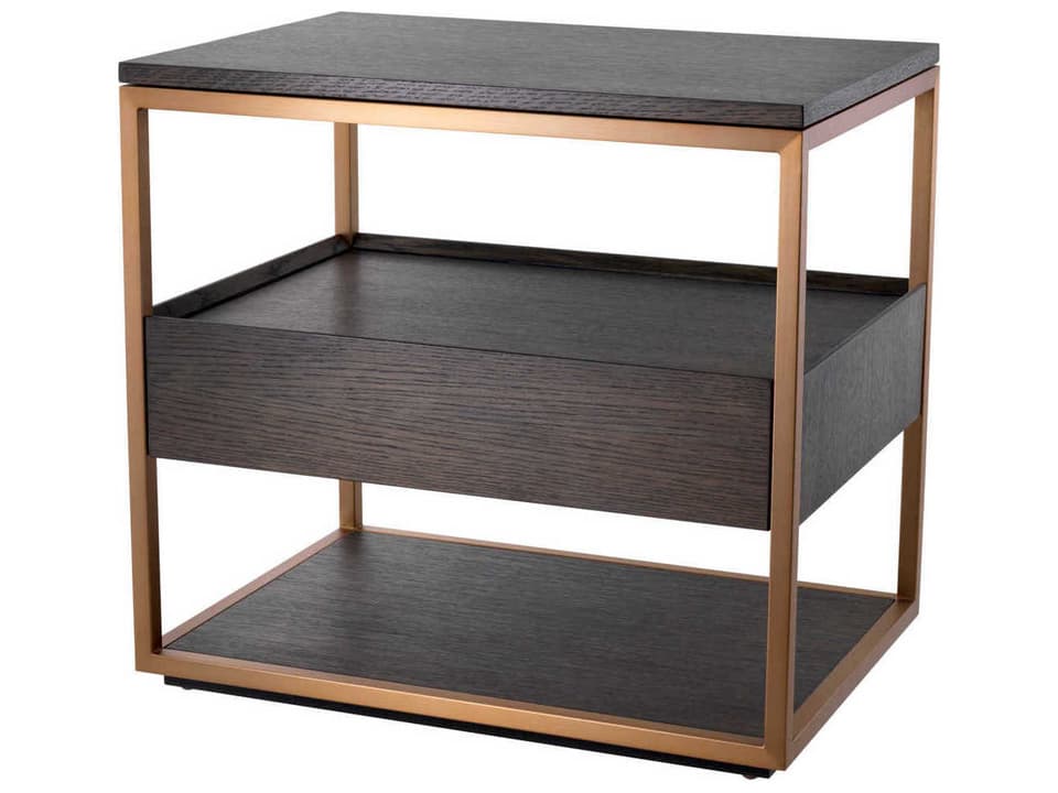 Parker Side Table Mocha Oak Veneer and Brushed Brass