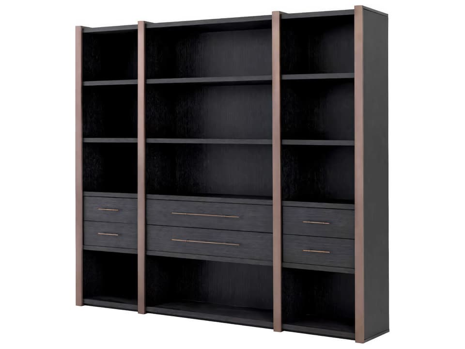 Canova Charcoal Grey Oak Veneer Cabinet with Bronze Finish