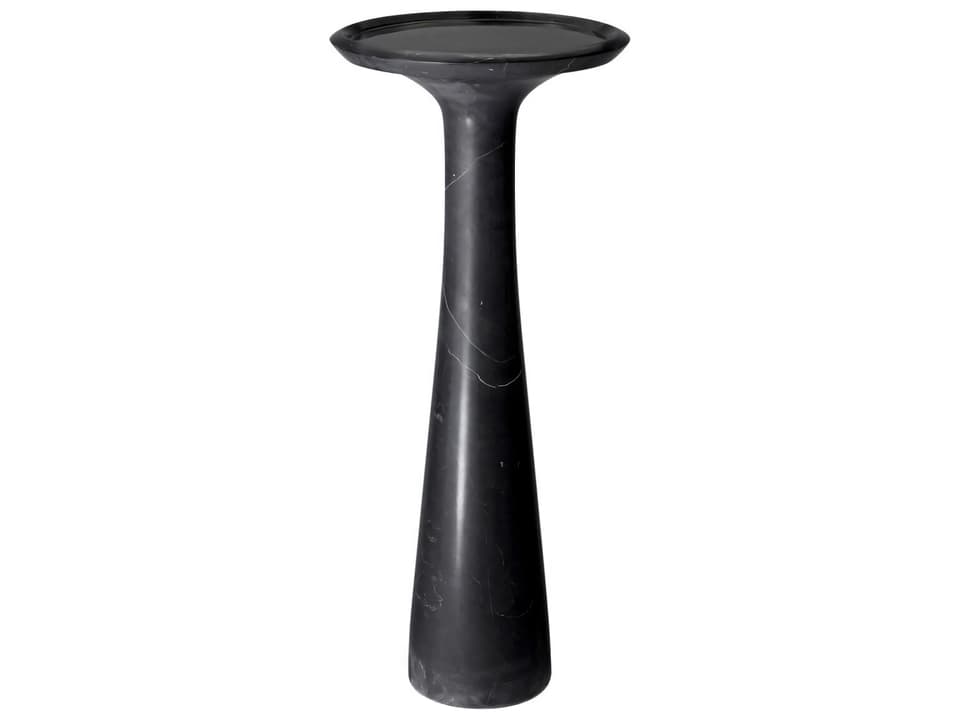 Pompano High Honed Black Marble Side Table