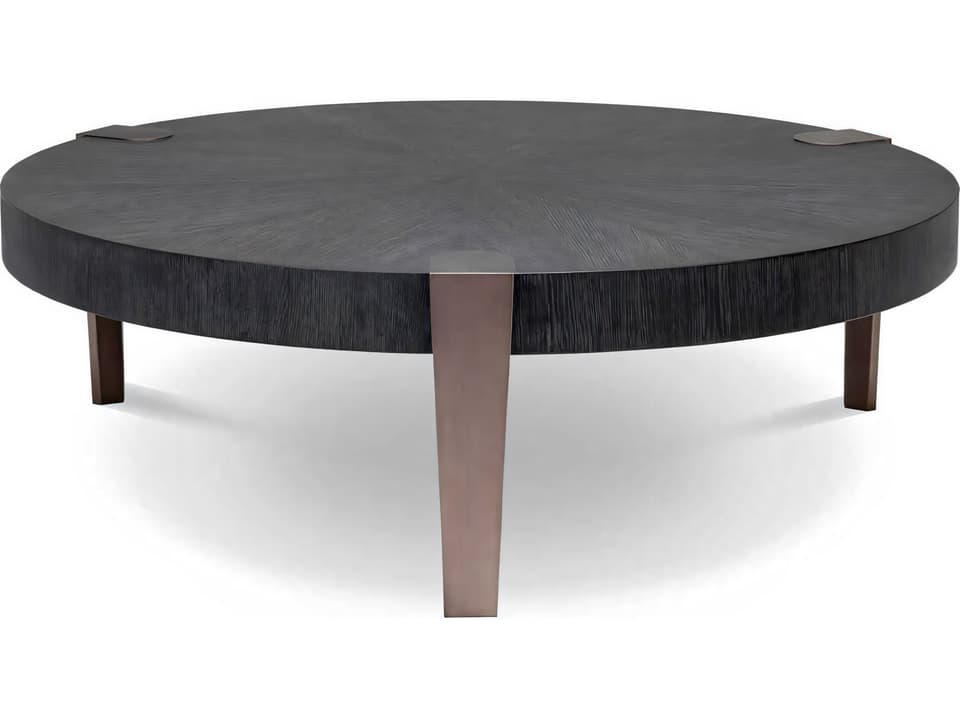 Oxnard Round Coffee Table in Charcoal Grey Oak Veneer