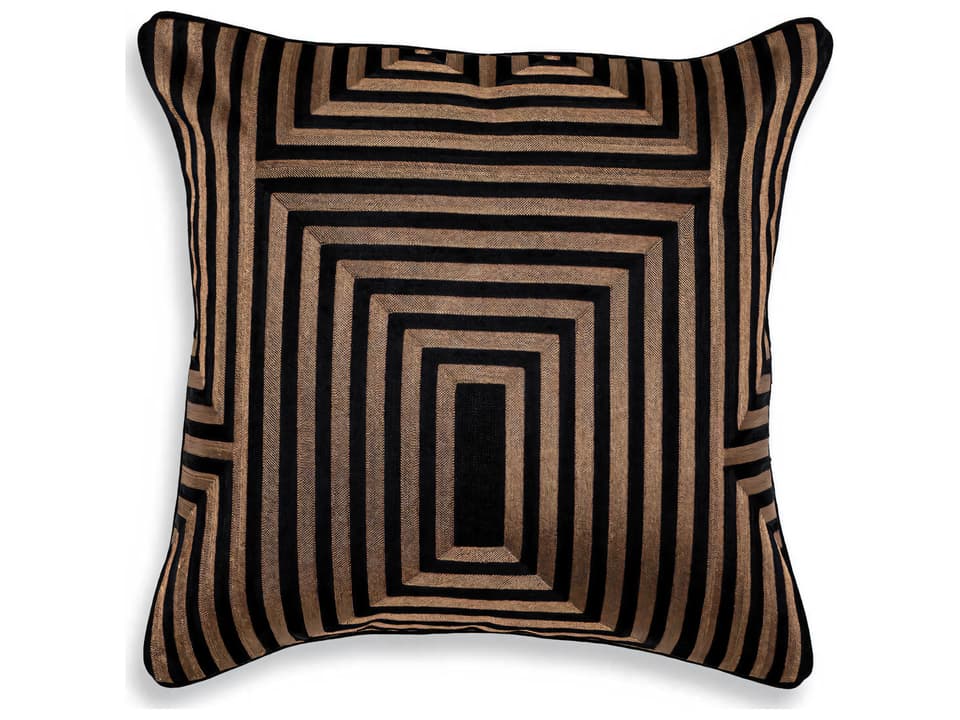 Spray Square Cushion Black and Gold Geometric