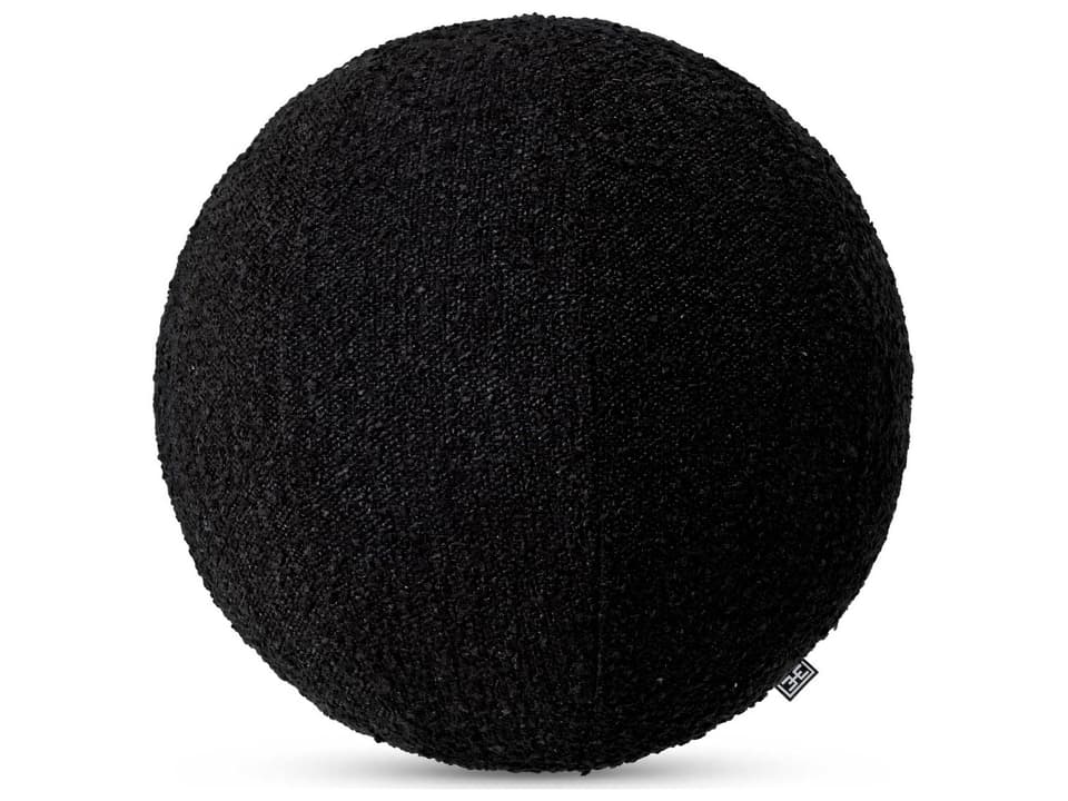 Palla Large Bouclé Black Round Decorative Cushion