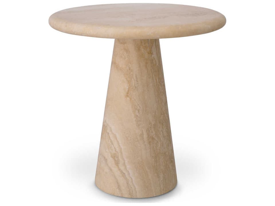 Adriana S Round Travertine Side Table