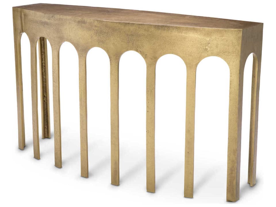Gardini Rectangle Console Table in Vintage Brass Finish
