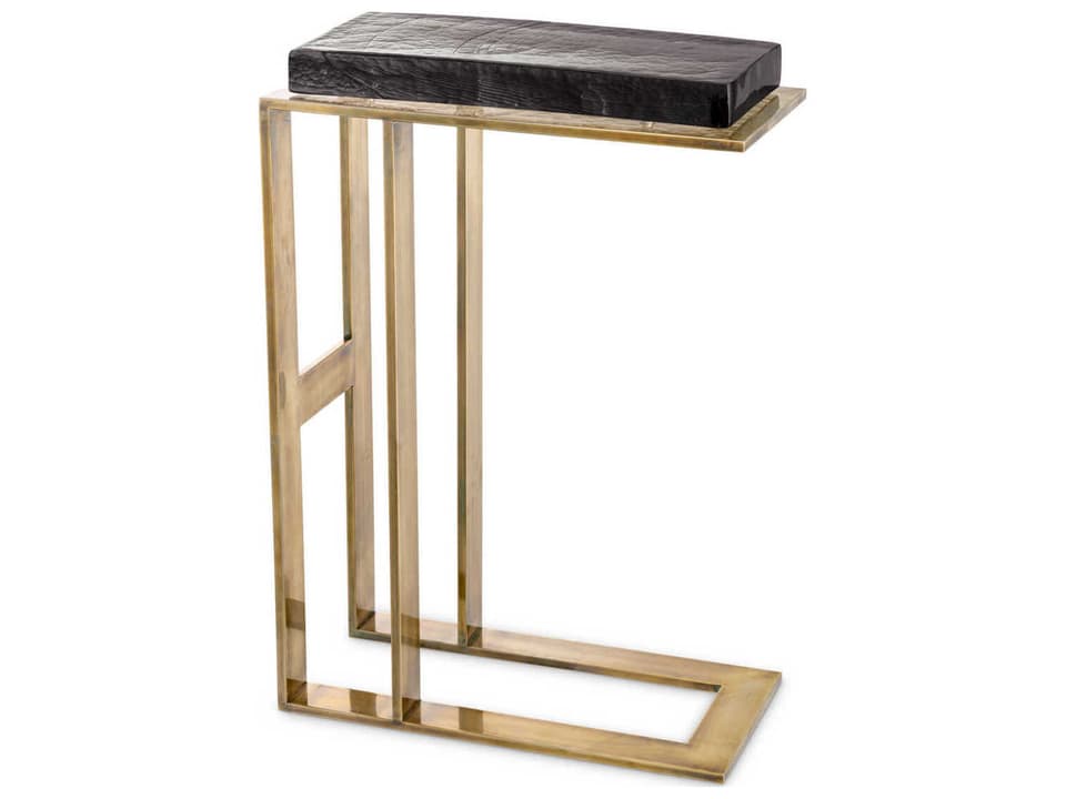 Pierre Side Table Vintage Brass and Glass Accent