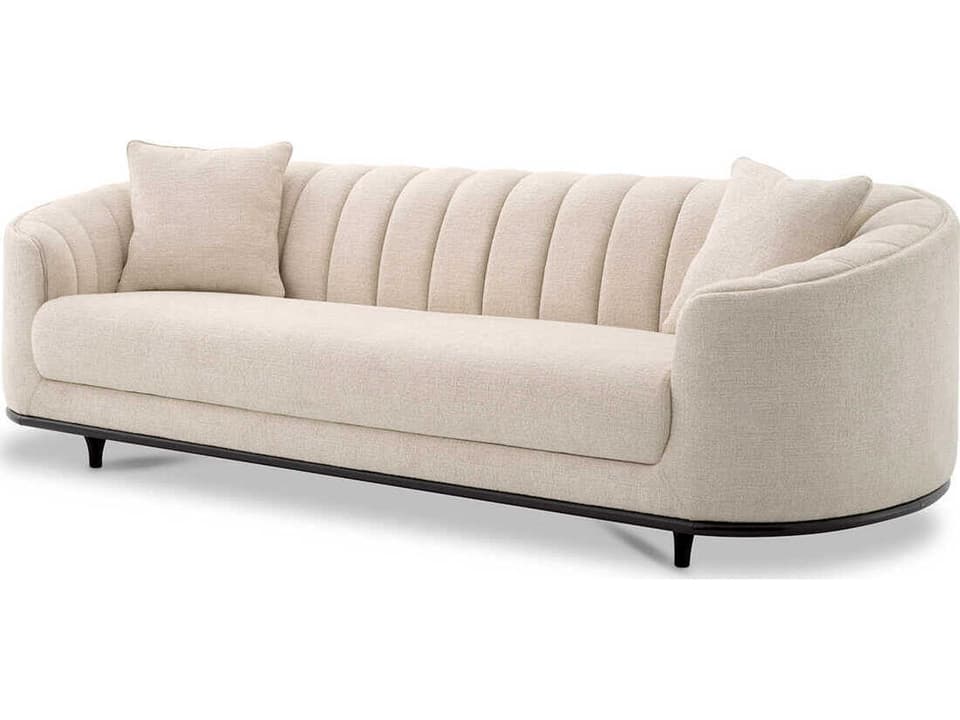 Agostino 3-Seat Polyester Sofa in Nuoro Beige with Black Legs