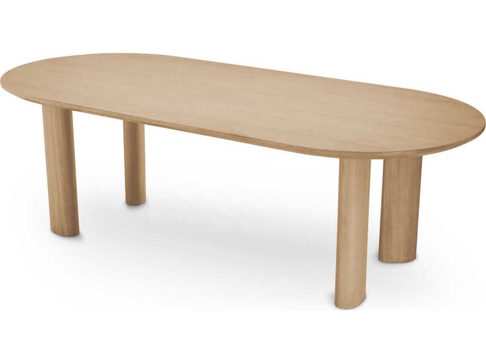Mogador S Oval Dining Table in Natural Oak Veneer and Mindi Wood