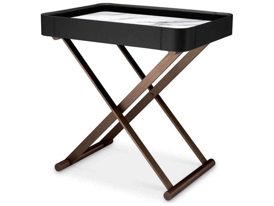 Monarch Black Leather Butler Tray