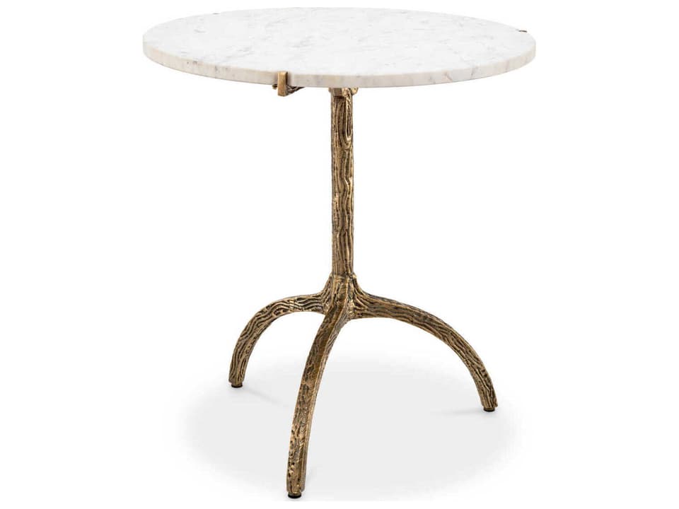 Cortina Vintage Brass White Marble Low Dining Table