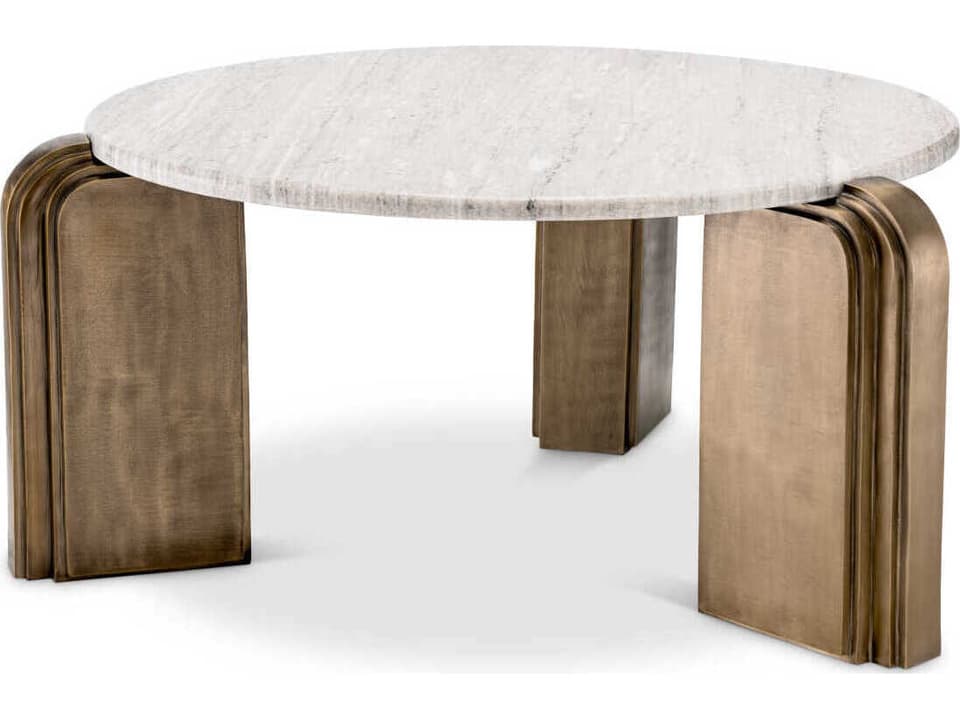 Albion Coffee Table Marble Top Antique Brass